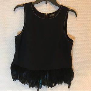 Nicole Miller feather black top